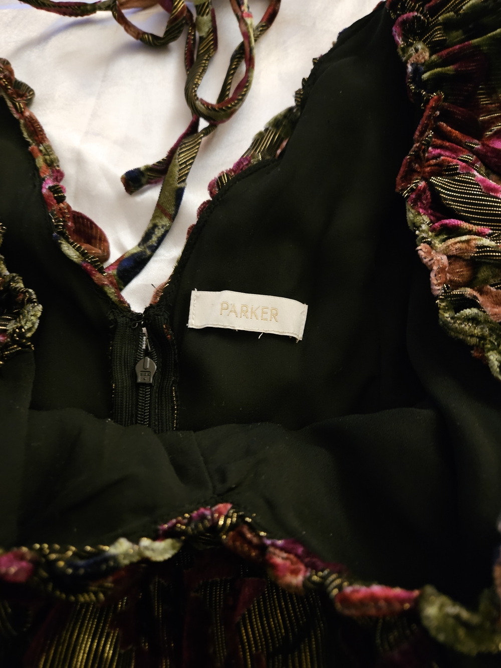 Floral Ruffled V-Neck Women’s Top in Olive Green - Picture 11 of 13